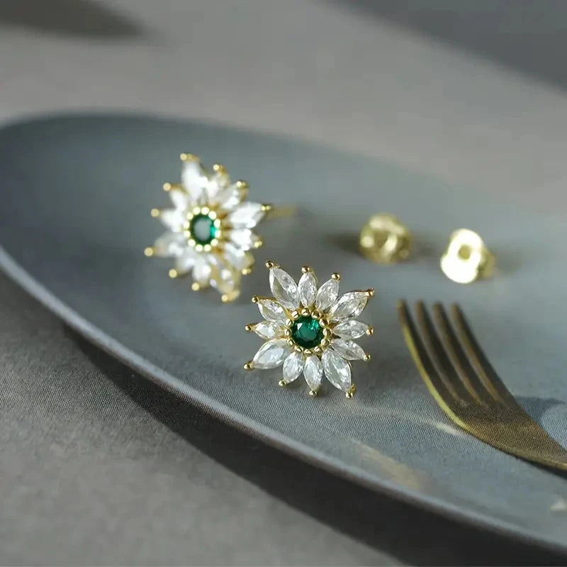 Huitan Sparkling Delicate Stud Earrings