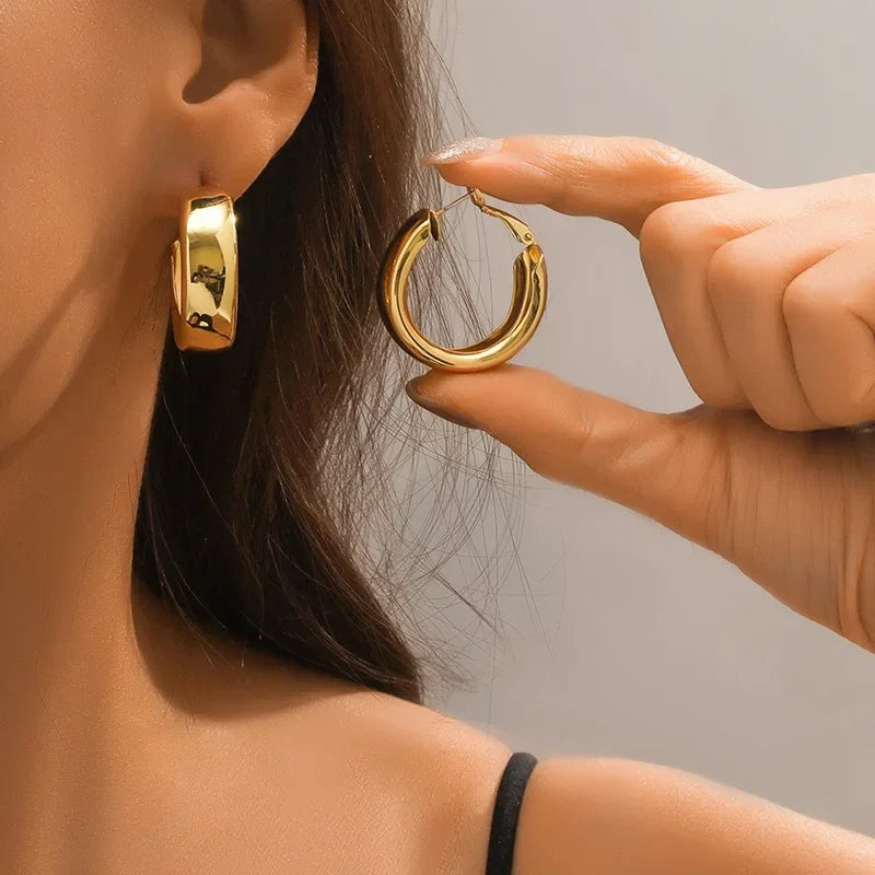 Fashion Geometric Big Circle Hoop Earrings for Women