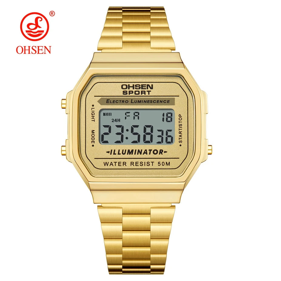 Digital Watches for Women Luxury Gold Ladies