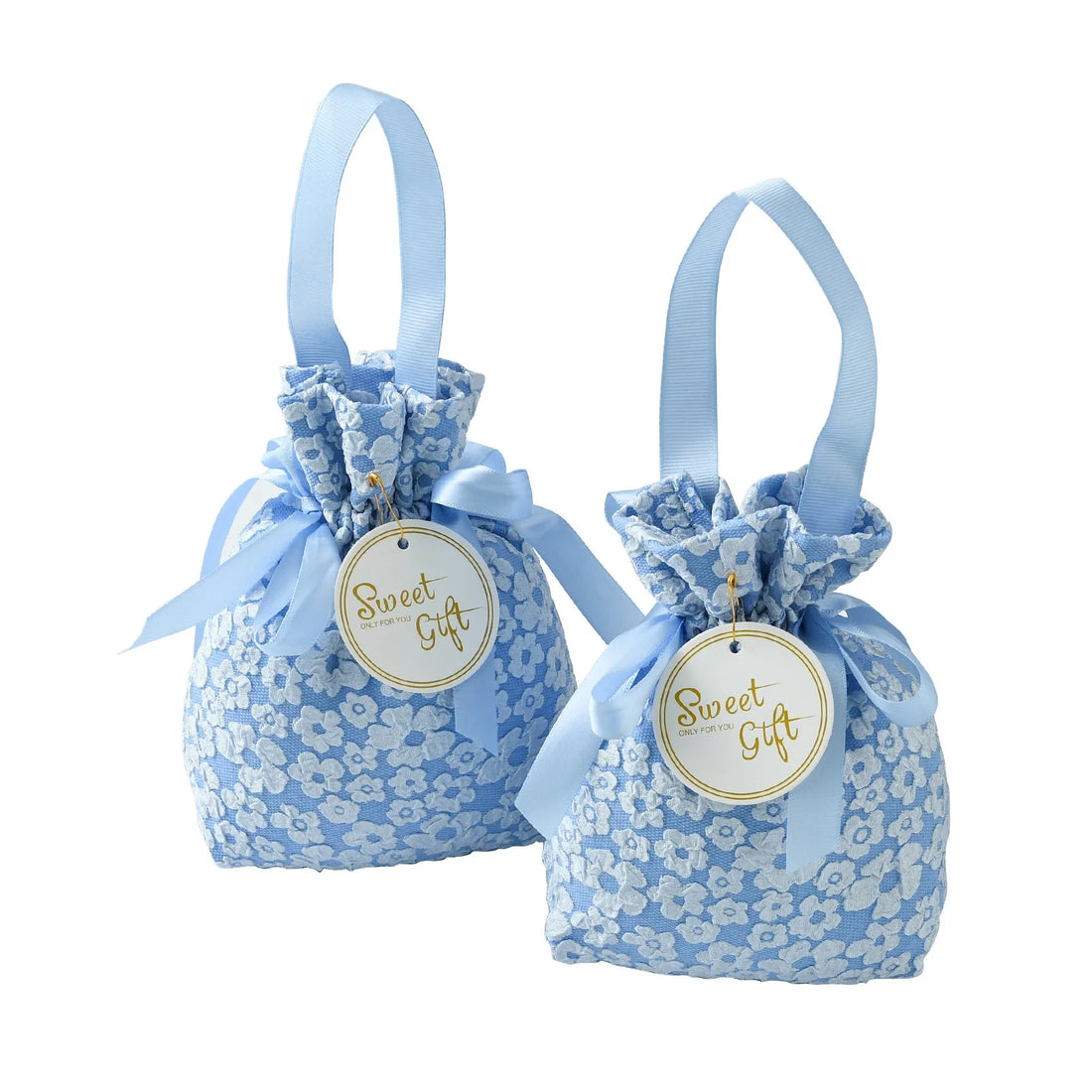 Blue Flower Drawstring Bags