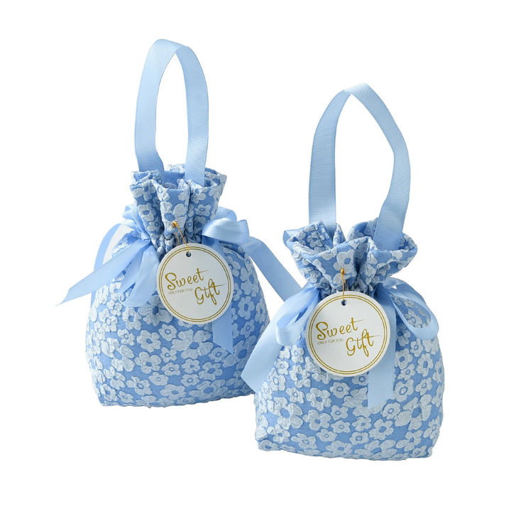 Blue Flower Drawstring Bags